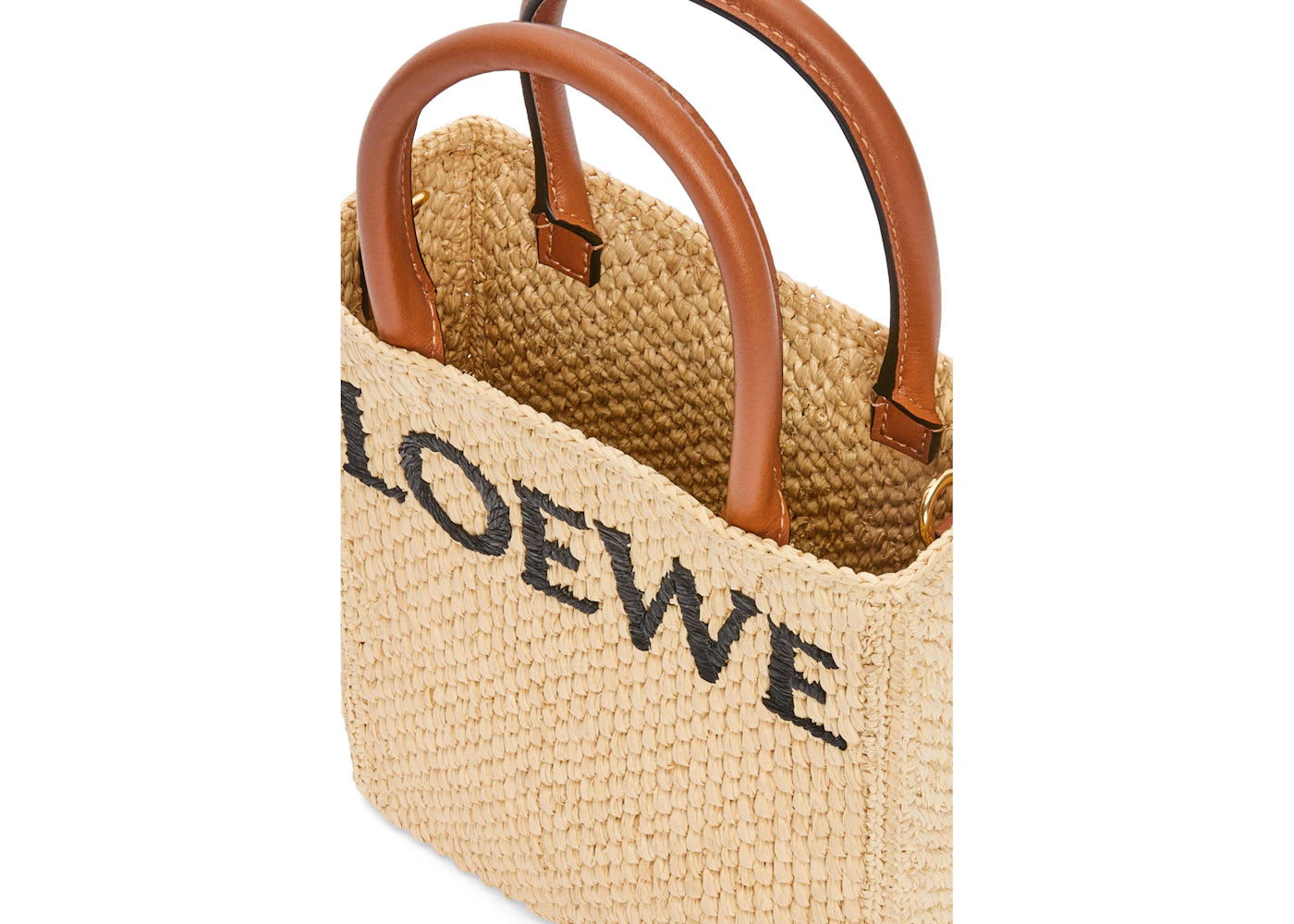 Loewe Standard A5 Tote Bag In Raffia Natural/Black