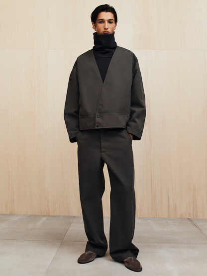 Essentials Garment Dyed Cotton Casual Pant Dark Grey