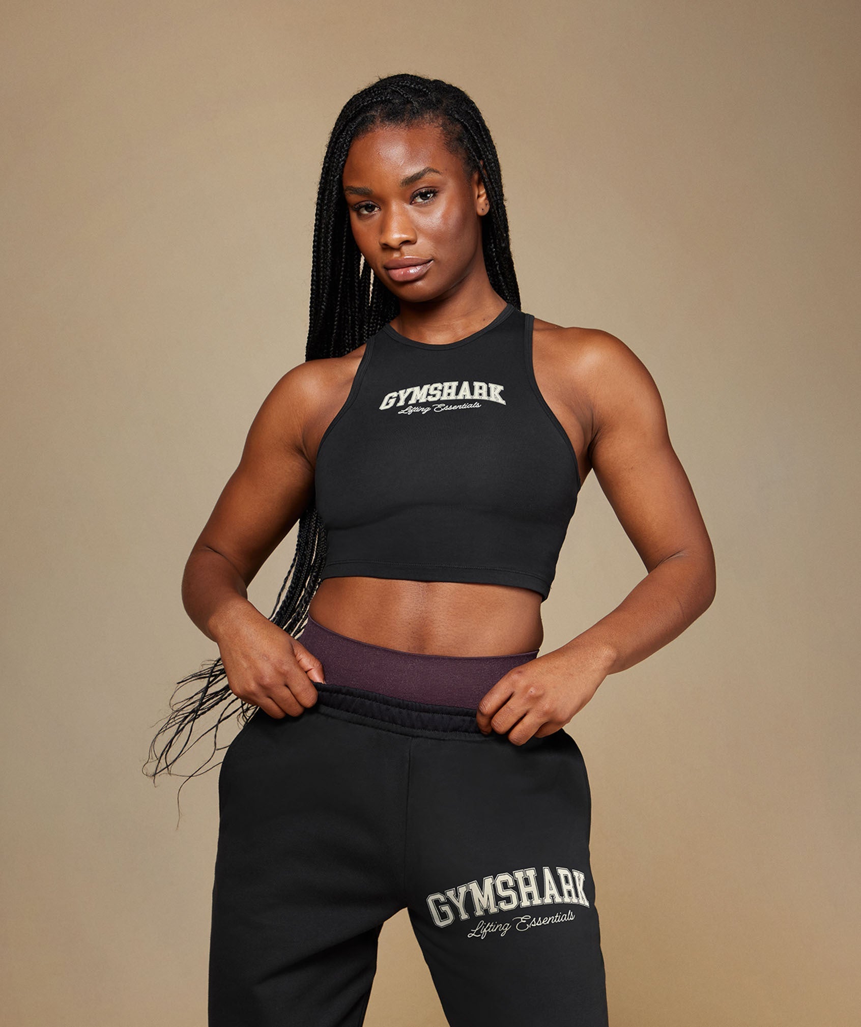 Women's Gymshark Lifting Essentials Graphic Brushed Oversized Joggers Black