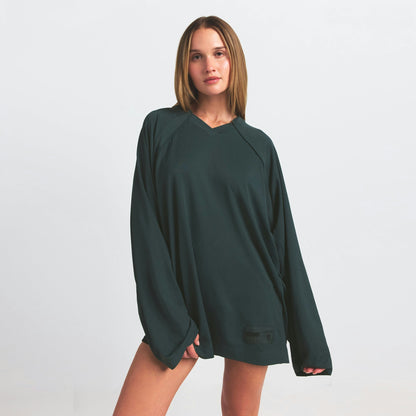Skims Nikeskims Airy V-Neck Oversized Long Sleeve Top Dark Teal