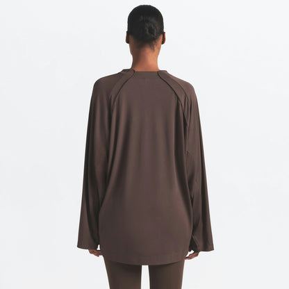 Skims Nikeskims Airy V-Neck Oversized Long Sleeve Top Dark Sepia