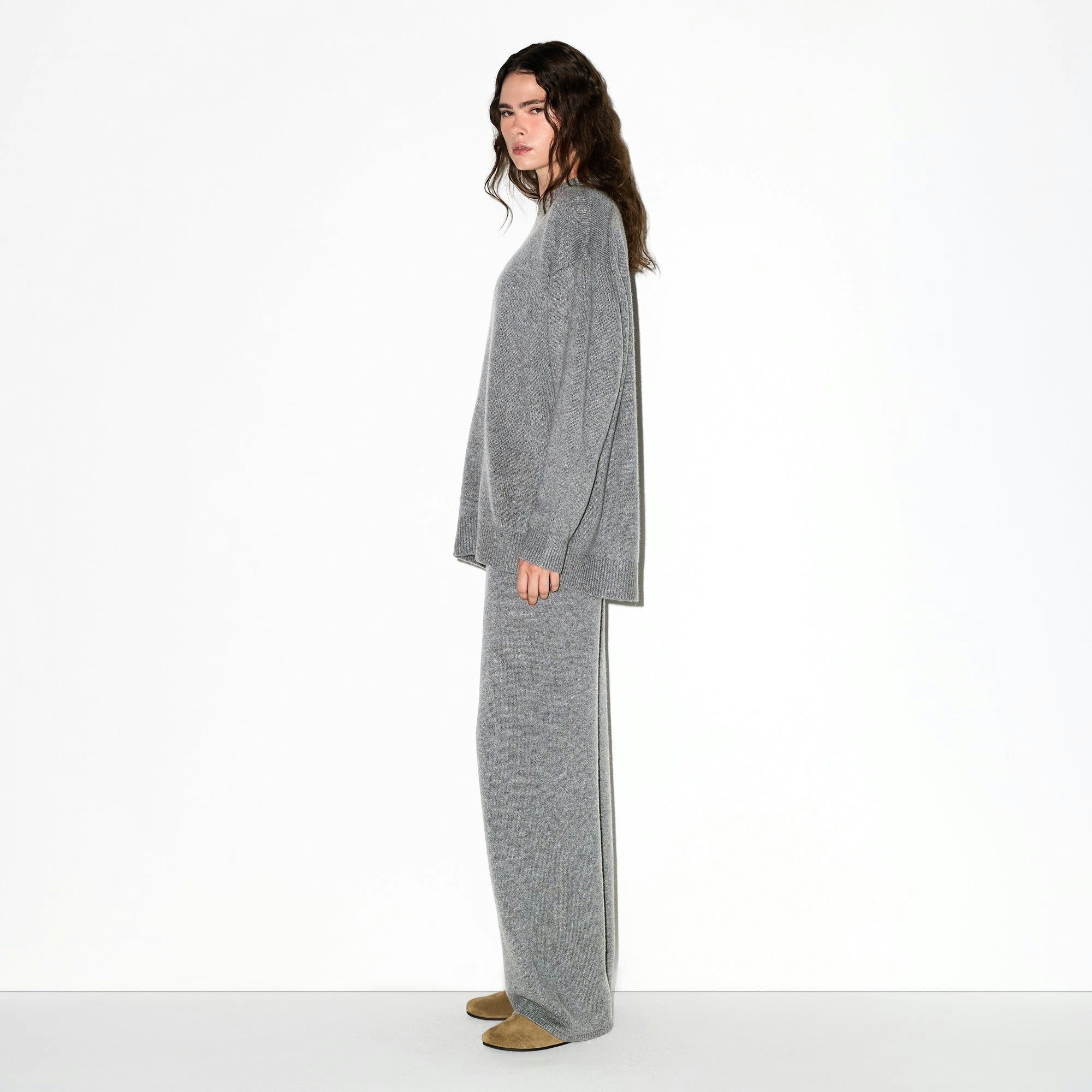 Skims Cashmere Oversized Sweater Dark Heather Grey