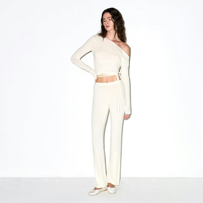 LIGHTWEIGHT MODAL LONG SLEEVE WRAP TOP