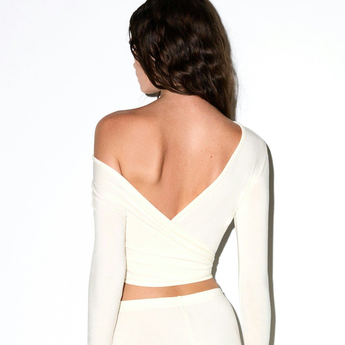 LIGHTWEIGHT MODAL LONG SLEEVE WRAP TOP