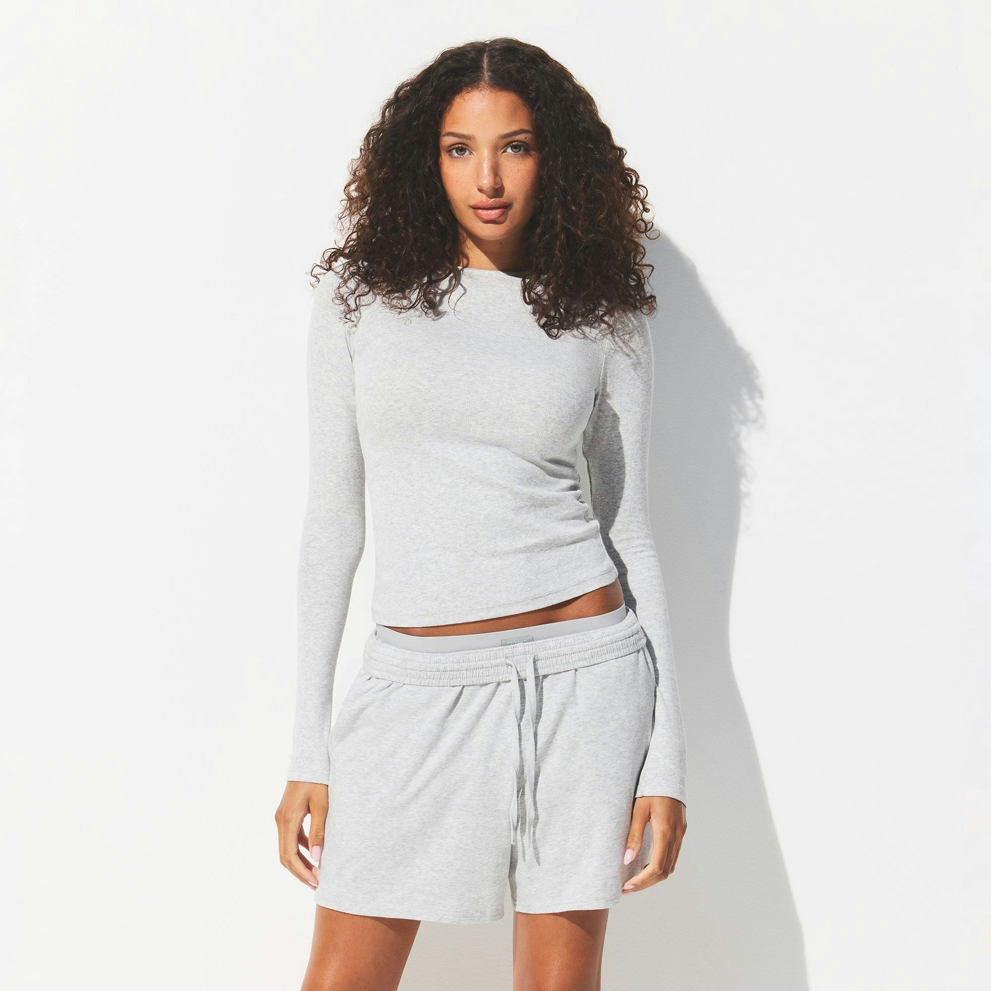 DROP NEEDLE POINTELLE LONG SLEEVE TOP