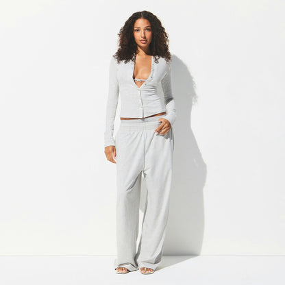 DROP NEEDLE POINTELLE LONG SLEEVE CARDIGAN