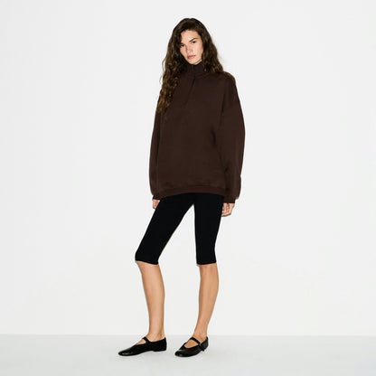 Skims Boyfriend Fleece Oversized Half Zip Espresso