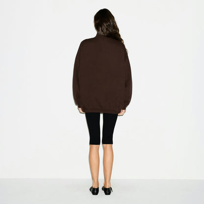 Skims Boyfriend Fleece Oversized Half Zip Espresso