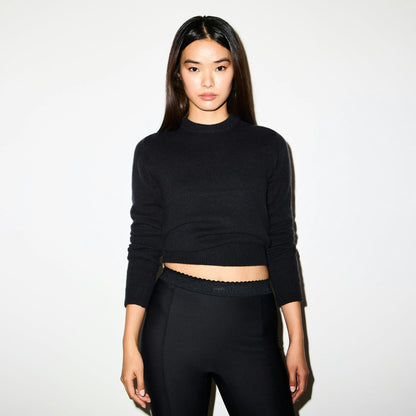 Skims Wool Cashmere Crewneck Sweater Onyx