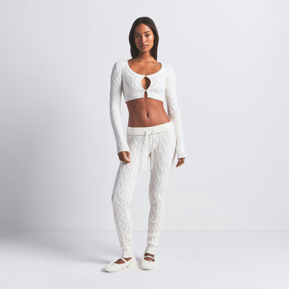 Skims Sweater Knits Cable Knit Cropped Cardigan Ivory