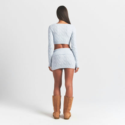 Skims Sweater Knits Cable Knit Cropped Cardigan Zen Blue