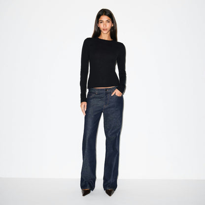 Skims Featherweight Cashmere Long Sleeve Top Onyx
