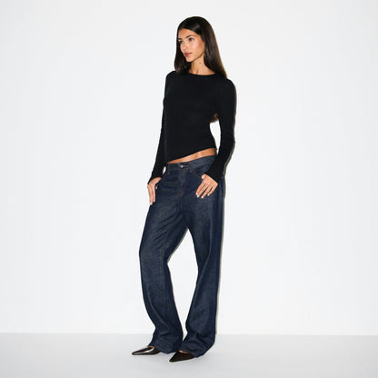 Skims Featherweight Cashmere Long Sleeve Top Onyx