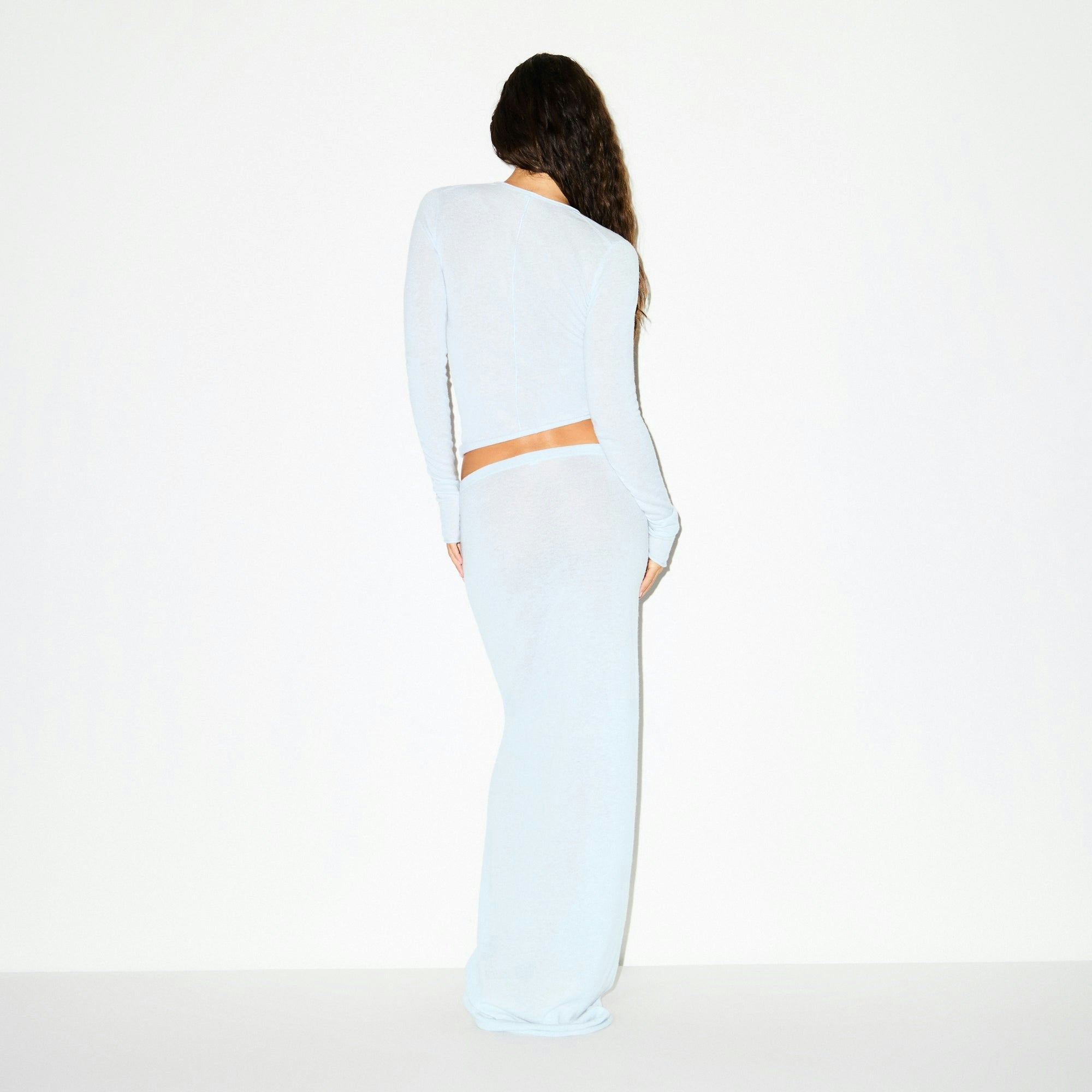 Skims Featherweight Cashmere Long Sleeve Top Pearl