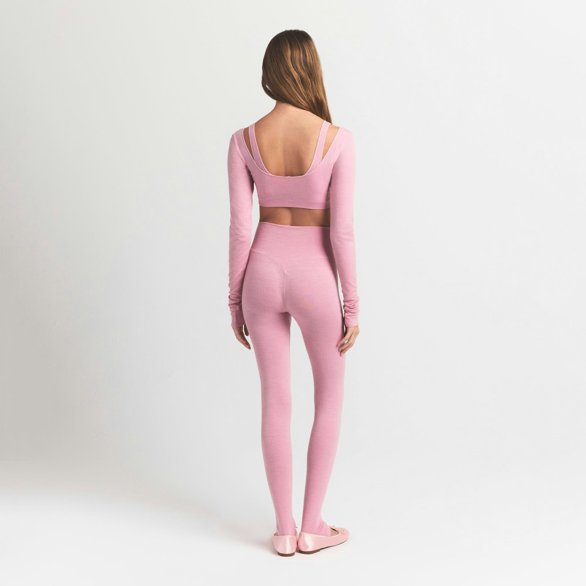Skims Wool Rib Long Sleeve Super Cropped Top Halite