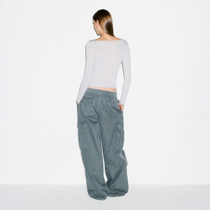 Skims Sheer Modal Long Sleeve Boatneck Top Mist