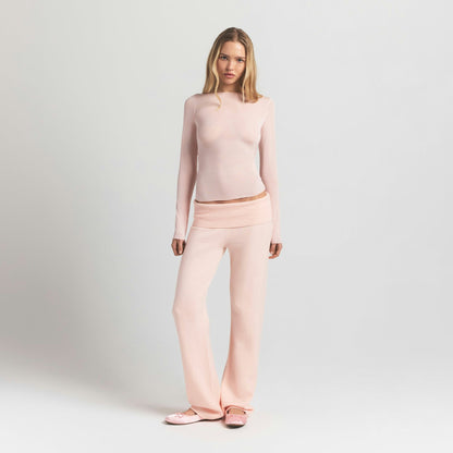 Skims Sheer Modal Long Sleeve Boatneck Top Primrose