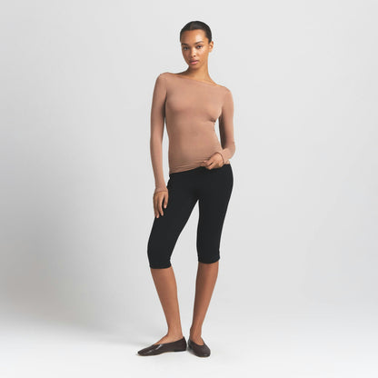 Skims Sheer Modal Long Sleeve Boatneck Top Sienna