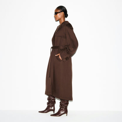 Skims Boyfriend Fleece Oversized Trench Coat Espresso