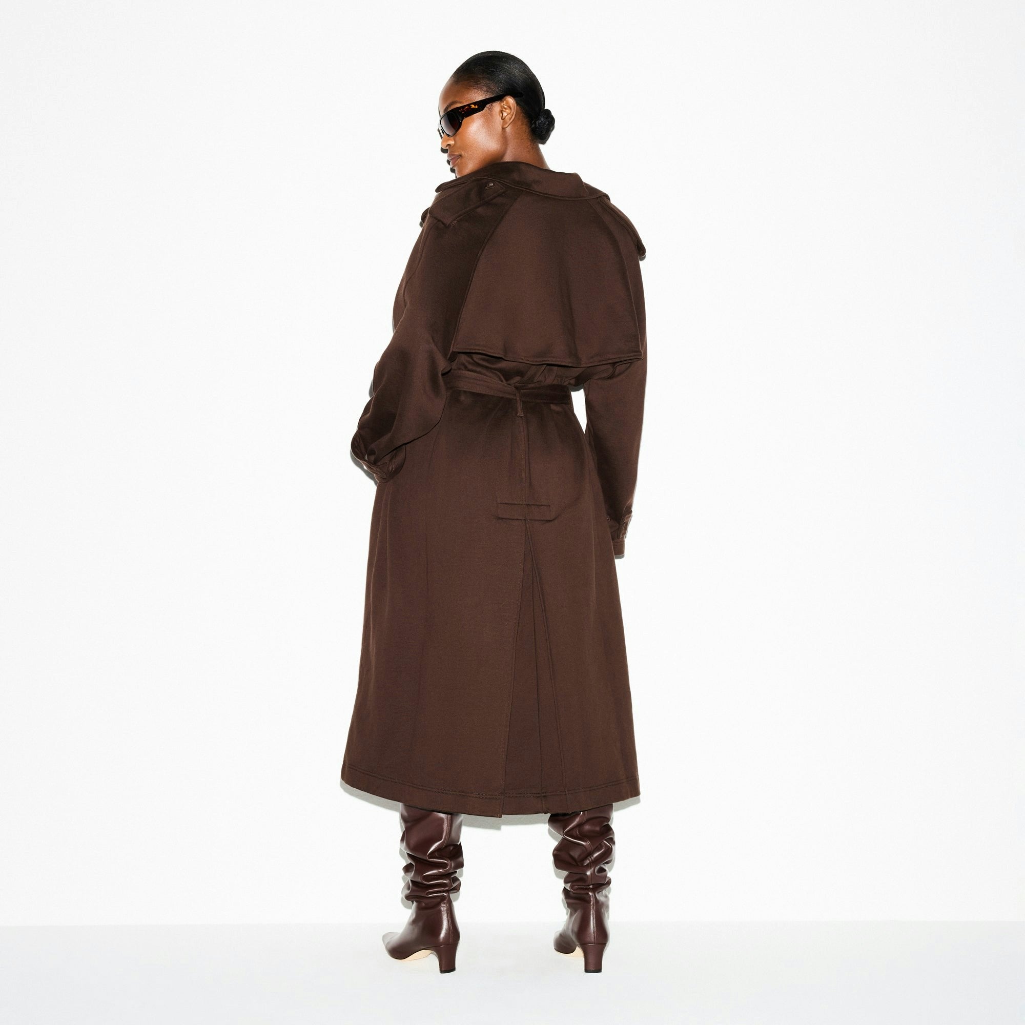 Skims Boyfriend Fleece Oversized Trench Coat Espresso