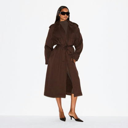 Skims Boyfriend Fleece Oversized Trench Coat Espresso