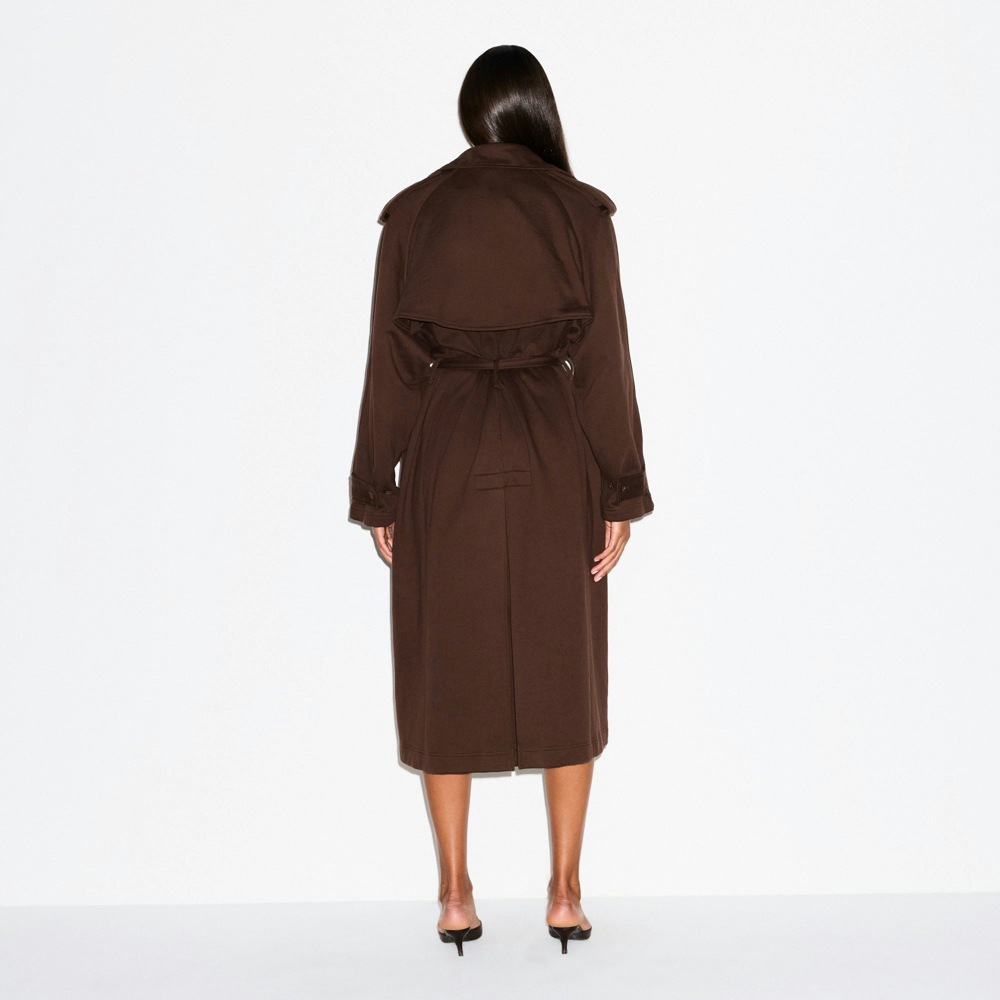 Skims Boyfriend Fleece Oversized Trench Coat Espresso