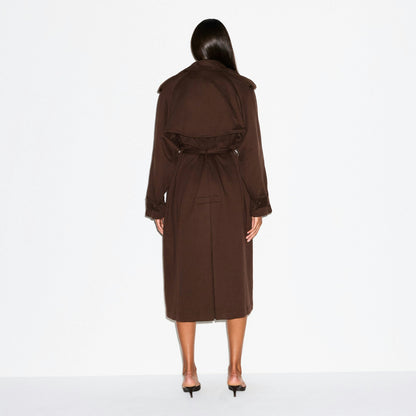 Skims Boyfriend Fleece Oversized Trench Coat Espresso