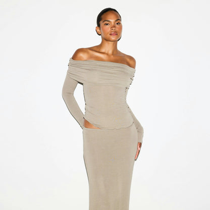 SHEER MODAL OFF THE SHOULDER TOP