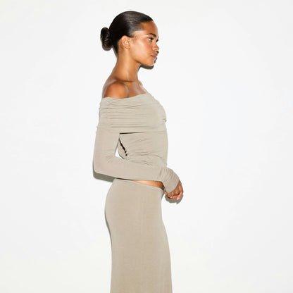 SHEER MODAL OFF THE SHOULDER TOP