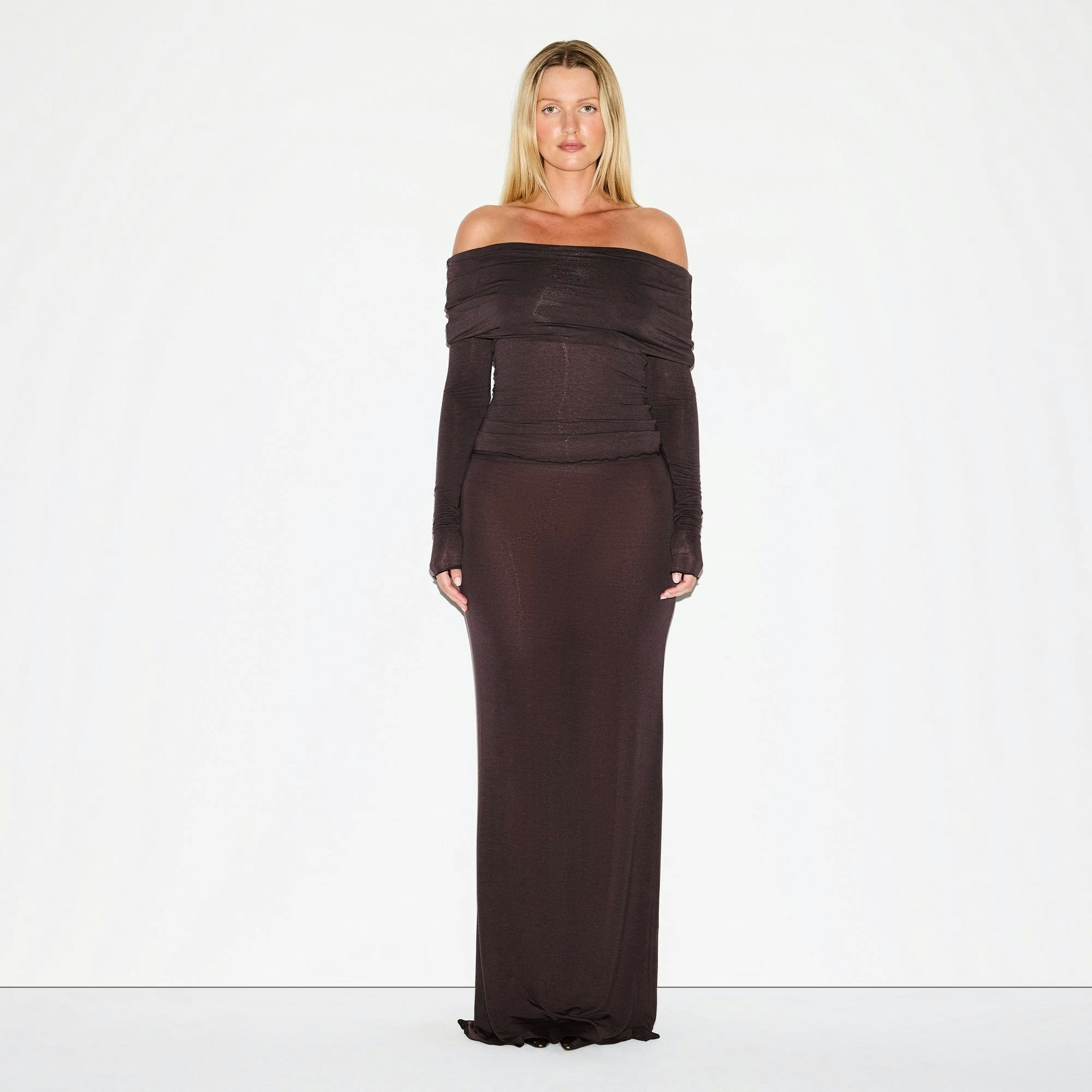 SHEER MODAL OFF THE SHOULDER TOP