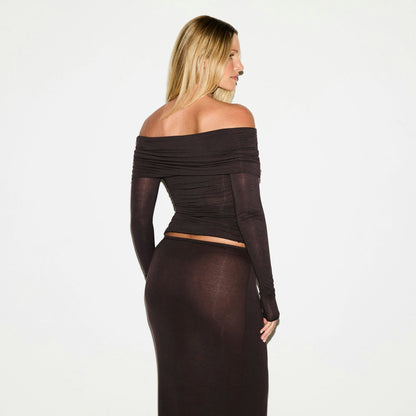 SHEER MODAL OFF THE SHOULDER TOP