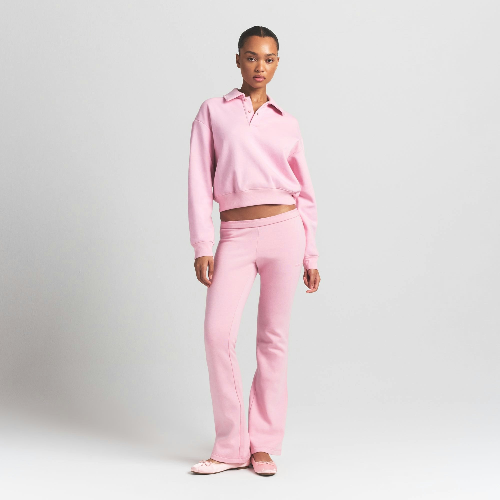 Skims Cotton Fleece Polo Sweatshirt Halite
