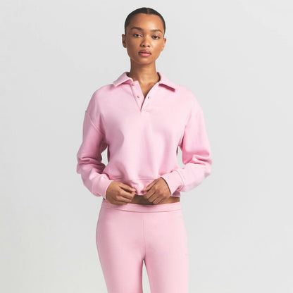 Skims Cotton Fleece Polo Sweatshirt Halite