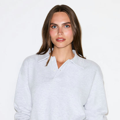 Skims Cotton Fleece Polo Sweatshirt Light Heather Grey