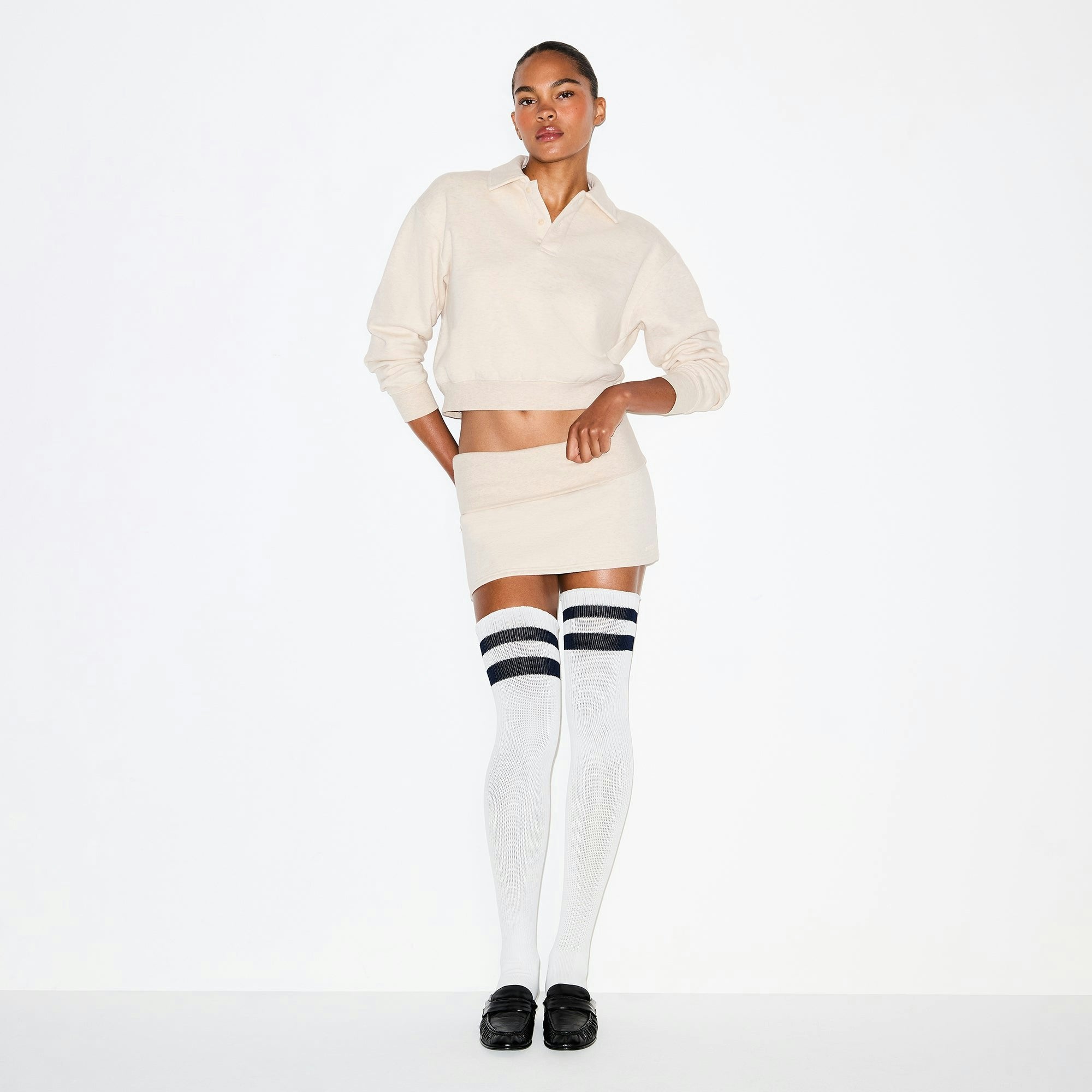 COTTON FLEECE POLO SWEATSHIRT