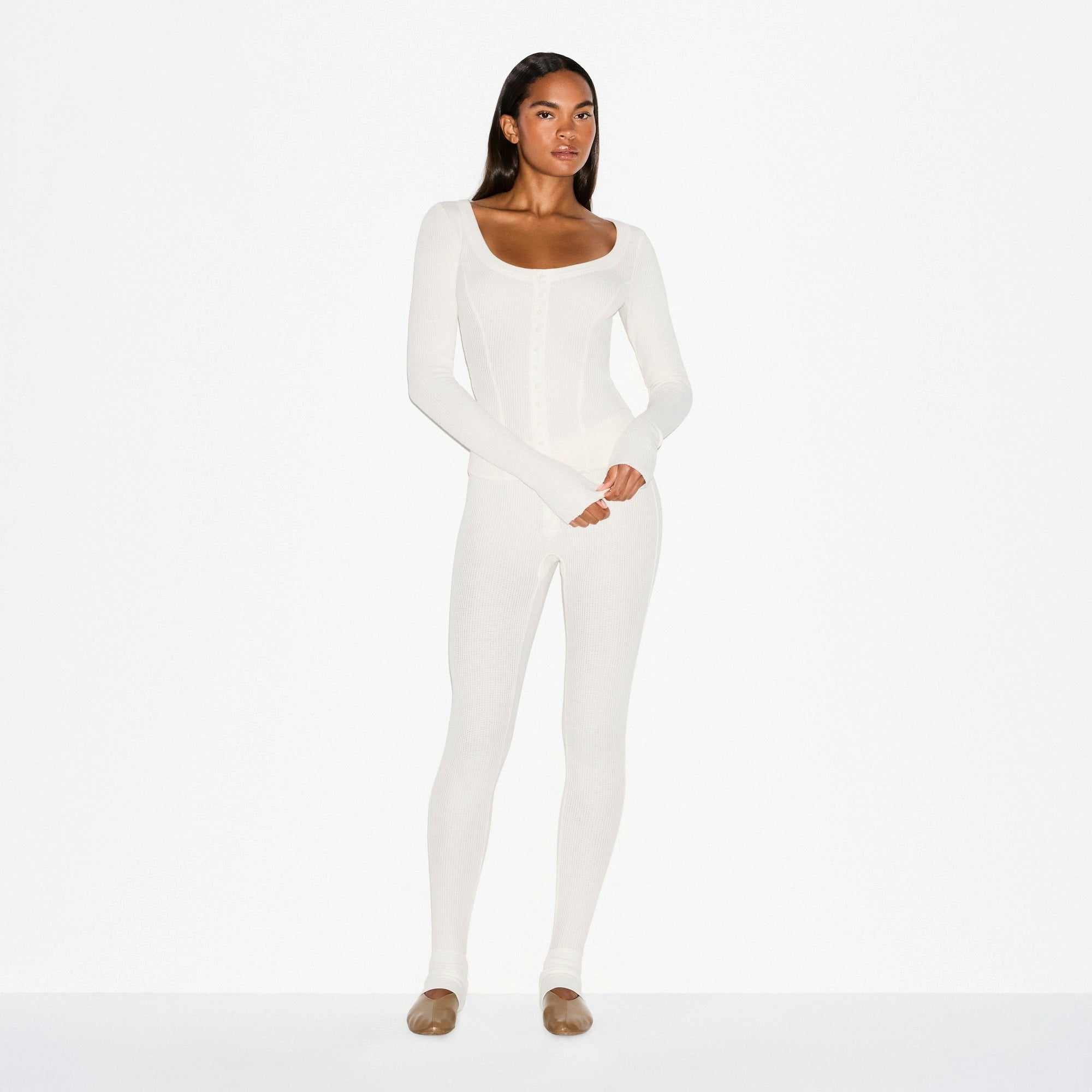 Skims Heavy Waffle Cardigan Ivory