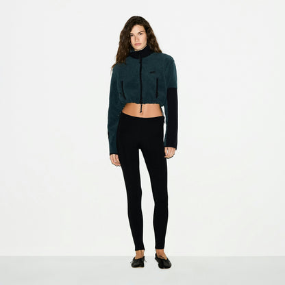 Skims Teddy Funnel Neck Cropped Jacket Dark Teal