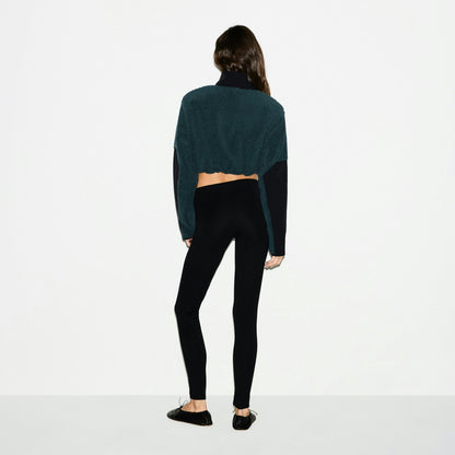 Skims Teddy Funnel Neck Cropped Jacket Dark Teal