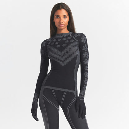 Skims Skims First Layers Half Zip Long Sleeve Obsidian Winter Fair Isle