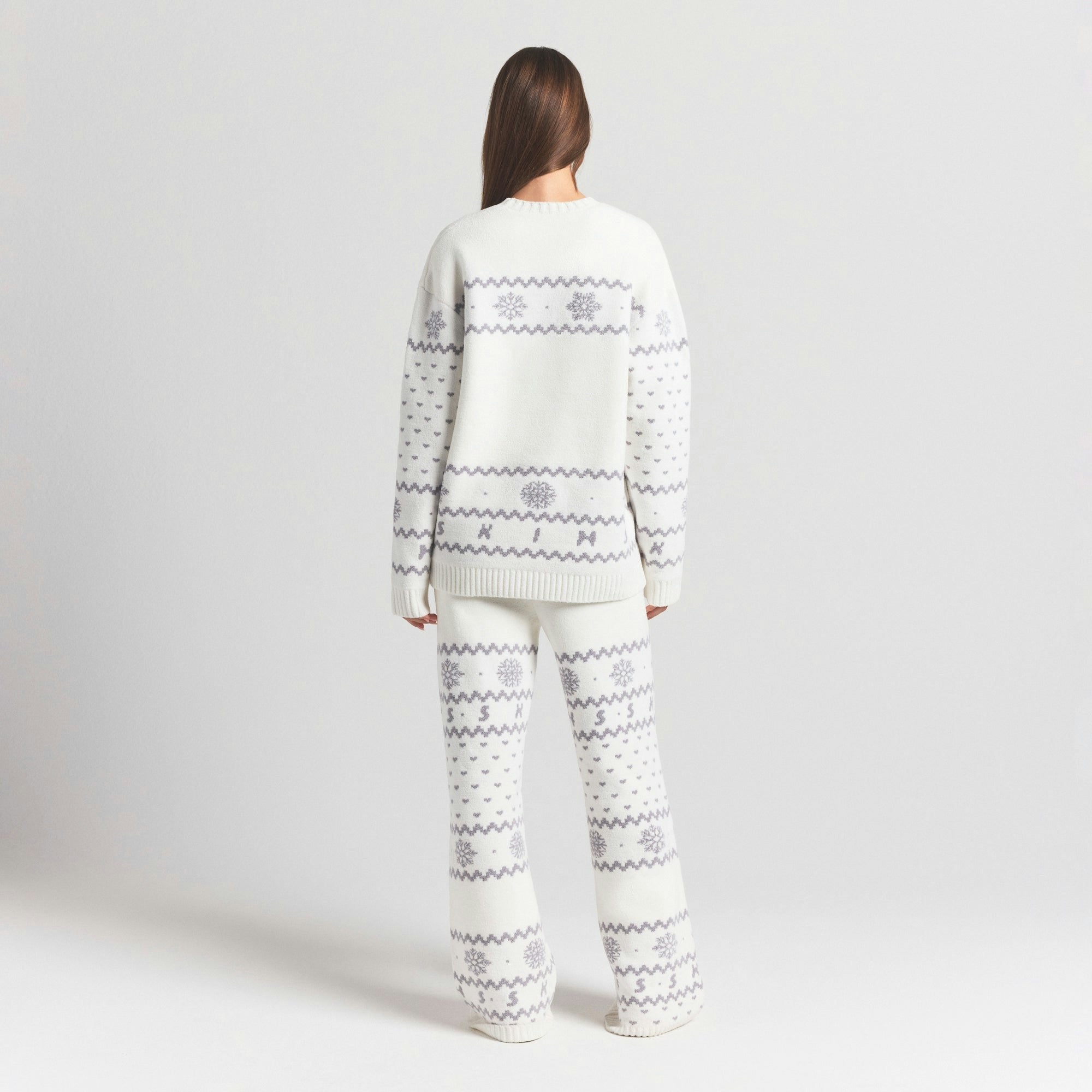 Skims Cozy Light Crewneck Pullover Marble Heart Fair Isle