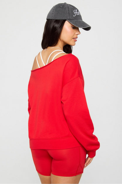 Fabletics Year Round Terry Off Shoulder Sweatshirt