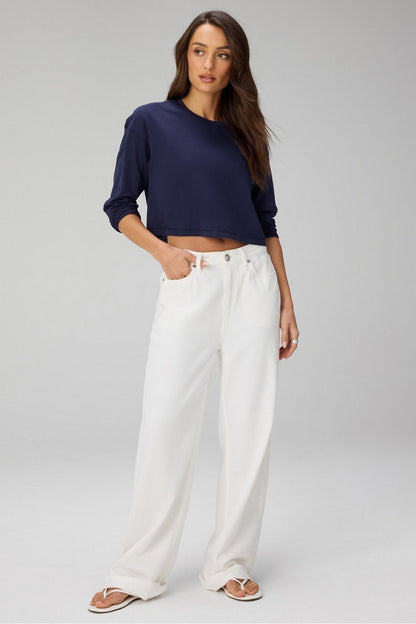 Fabletics 100% Cotton Boxy Long Sleeve Tee