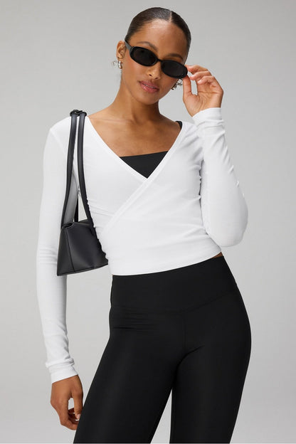 Fabletics Modal Rib V-Neck Crop L/S Top