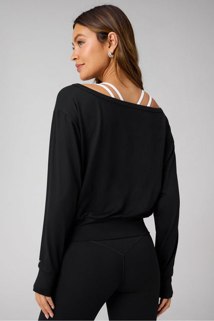 Fabletics Cloud Jersey Off-Shoulder Sweatshirt