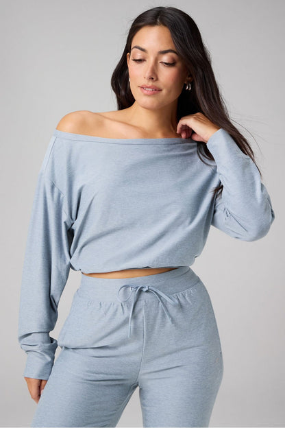 Fabletics Cloud Jersey Off-Shoulder Sweatshirt