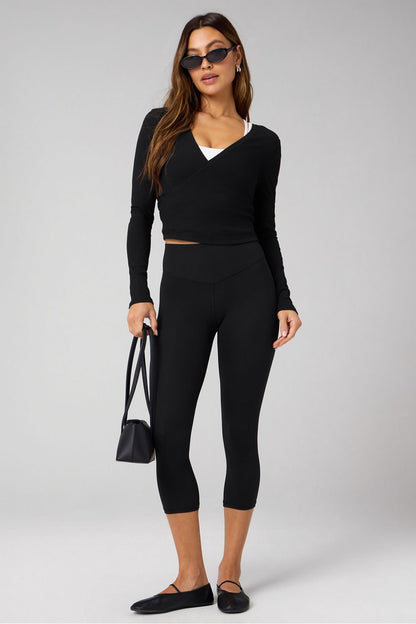 Fabletics Modal Rib V-Neck Long-Sleeve Crop Top