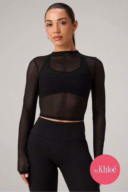 Fabletics Mesh Long-Sleeve Crop Top