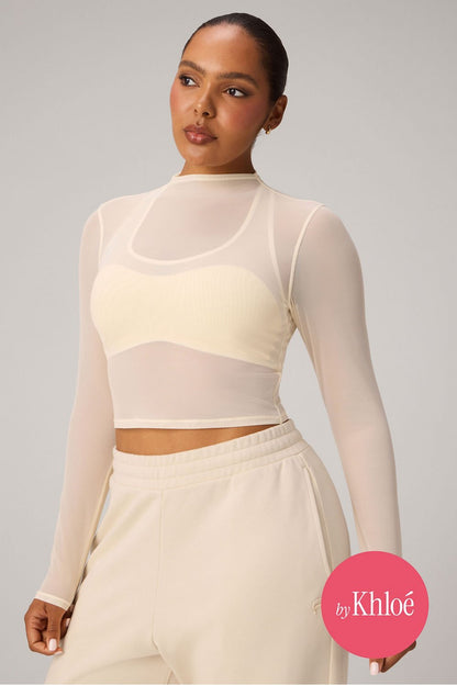 Fabletics Mesh Long-Sleeve Crop Top