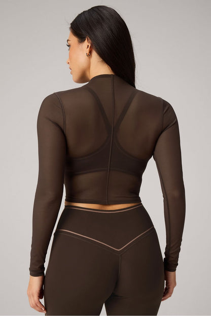 Fabletics Mesh Long-Sleeve Crop Top