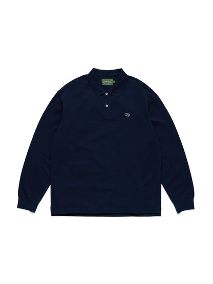 Denim Tears Pique Panther Long Sleeve Polo Navy